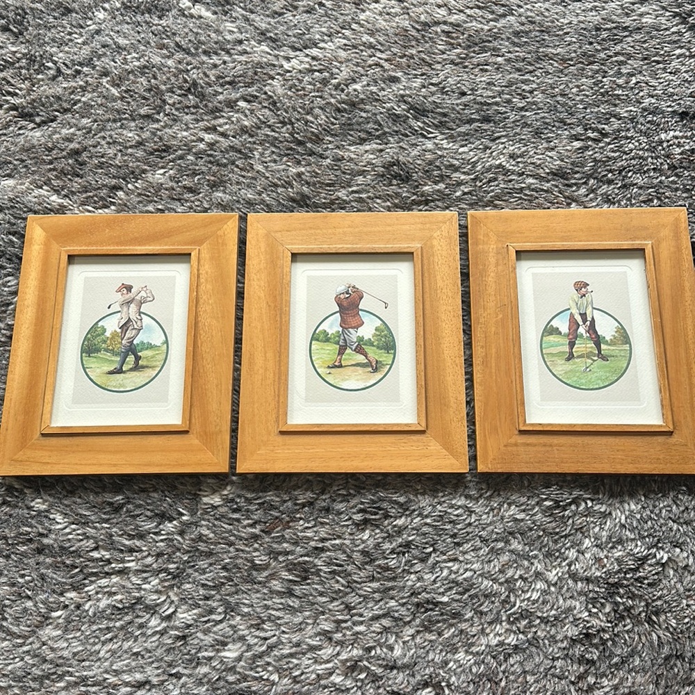 Vintage Italian Laura Rigo Golf Print 1994 - Framed Trio